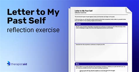 Letter To My Past Self Reflection Exercise Worksheet Therapist Aid
