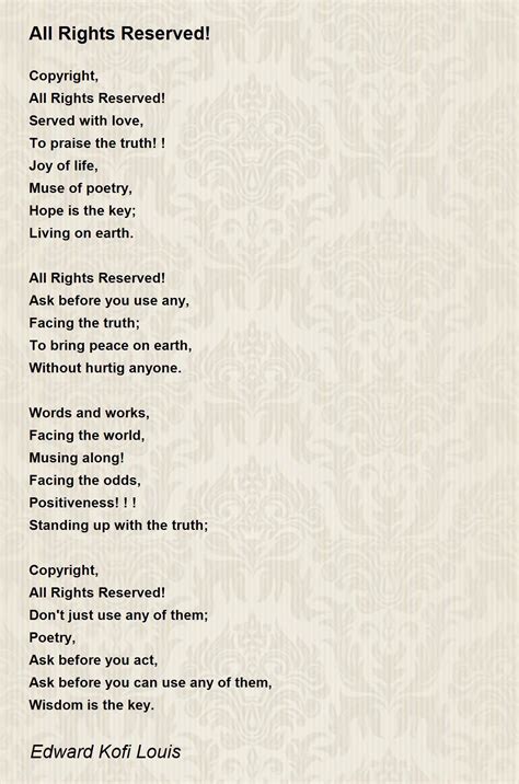 all rights reserved poem by edward kofi louis poem hunter