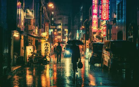 Wallpaper Japan Lights Street Light City Cityscape Night Asia