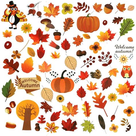 Fall Leaves Window Sticker Thanksgiving Fall Autumn Leaves Acorns