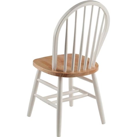 winsome windsor solid wood dining side chair in natural and white set of 2 53836