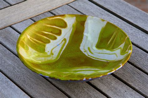 Green Ceramic Plate Pottery Wall Decor Wheel Thrown Hand Etsy