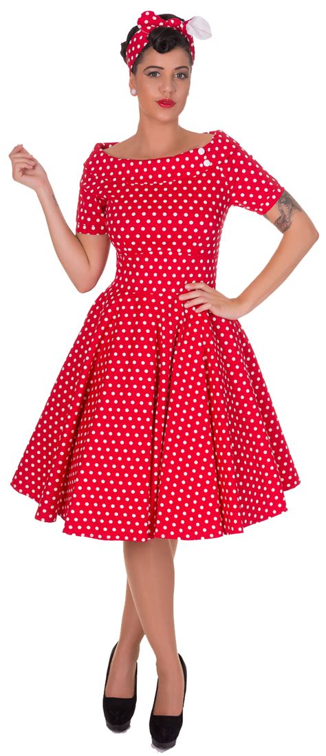 Darlene Retro Full Circle Polka Dot Swing Dress In Red Rockabilly Swing Dress Vintage