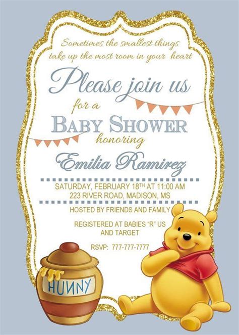 This classic winnie the pooh themed baby shower was created by jennifer bishop design and photographed by jennifer skog. DIY PRINTABLE Baby Shower Invitation Winnie the Pooh Pooh ...
