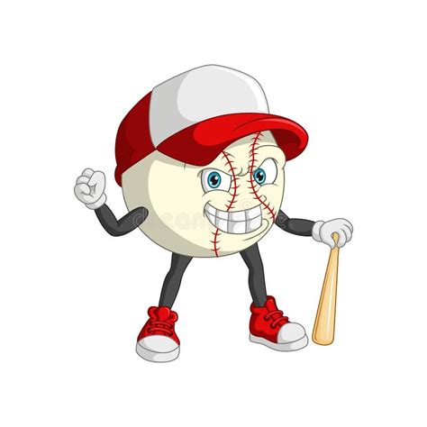 Cartoon Baseball Mascot Holding A Bat Stock Vector Illustration Of