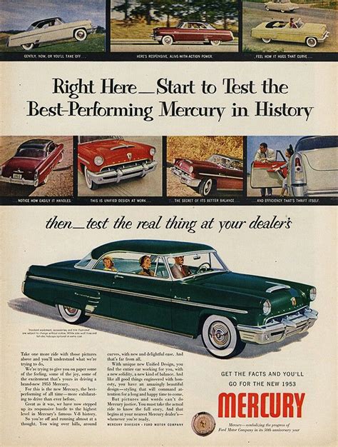 Ford Mercury 1953 Car Ads Car Advertising Vintage Cars