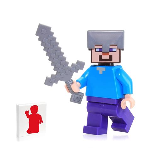 Buy Lego Minecraft Minifigure Steve Minifig With Iron Helmet Online