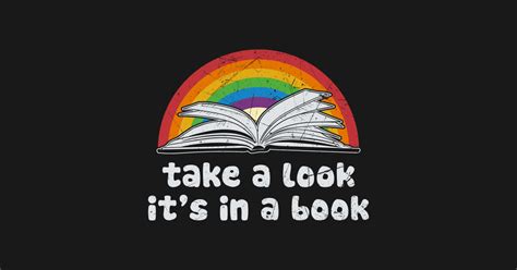 Take A Look Its In A Book Reading Vintage Retro Rainbow Take A Look