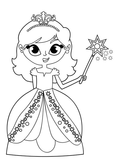 Dibujo Para Colorear Princesa Con Varita Dibujos Para Imprimir Gratis