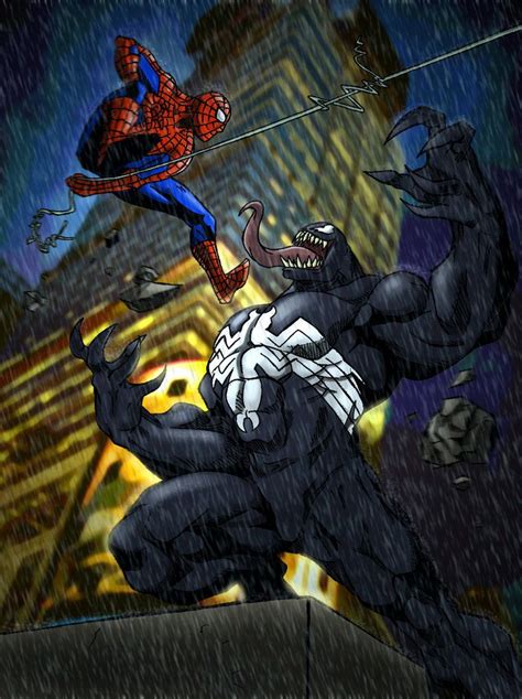 Spidey Vs Venom By Zethkeeper On Deviantart Spiderman Artwork