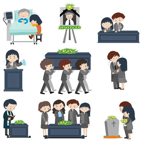 Different Events At Funeral 369406 Vector Art At Vecteezy