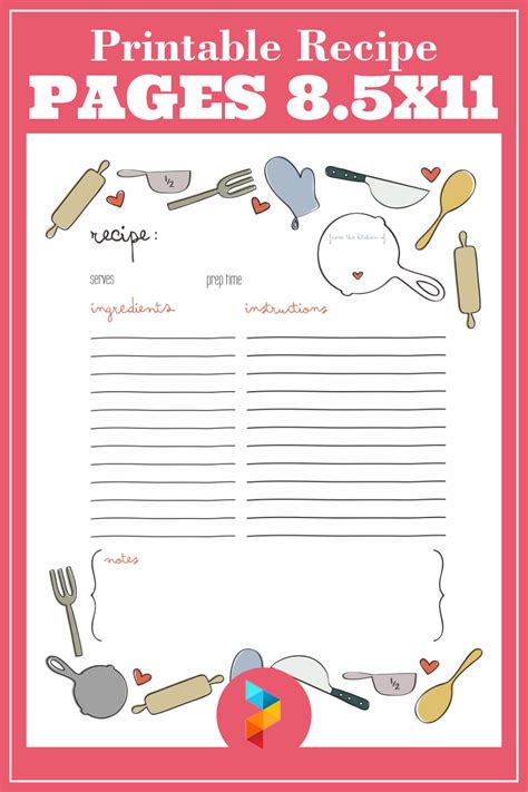 Stationery Printable Recipe Template A4 A5 Us Letter Recipe Card
