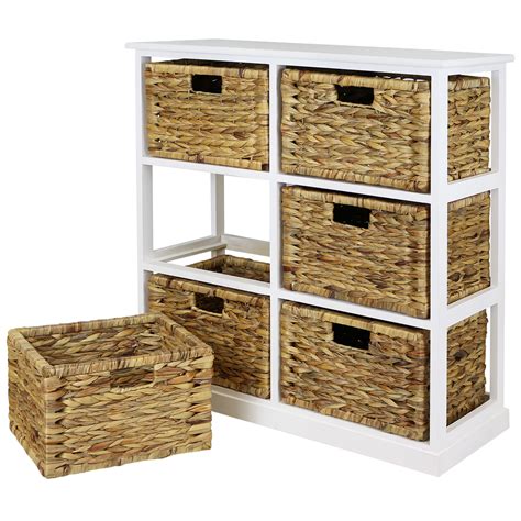 Product features six rattan pull out drawers for easy storage product. HARTLEYS 2x3 WHITE WOOD HOME STORAGE UNIT 6 WICKER DRAWER ...