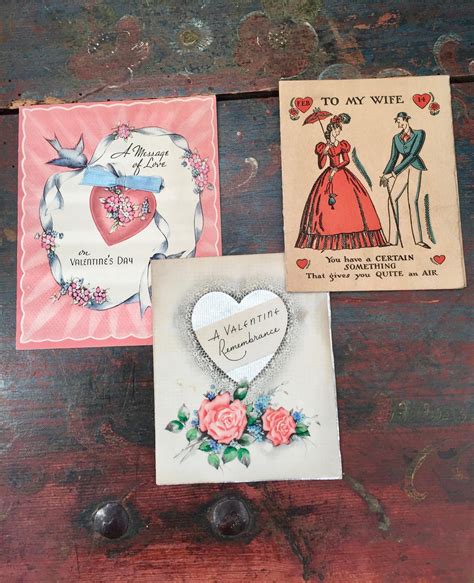 Vintage 1940s Unused Valentine Cards Three Antique Etsy Canada