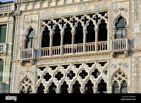 Sculpted Building Facade With Columns In Venice Italy Stock Photo Alamy