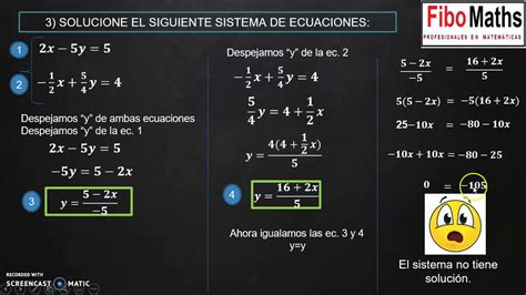 Ejercicio Sistemas Ecuaciones Lineales 2x2 MÉtodo De IgualaciÓn Youtube