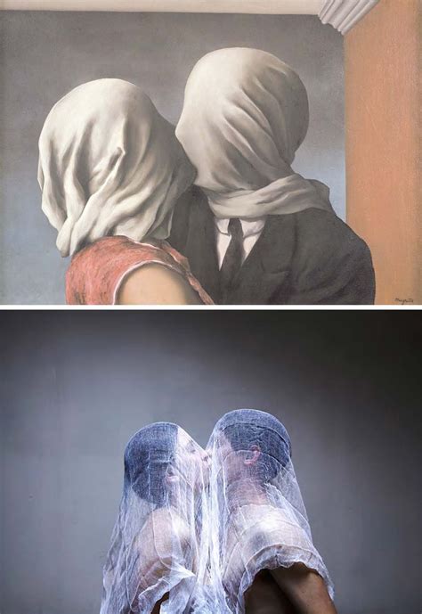 Rene Magritte The Lovers 1928 Oil On Canvas Remake By Linda Cieniawska Chef D Oeuvre