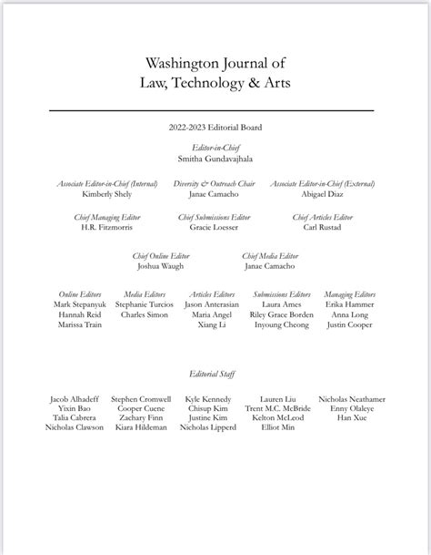 Washington Journal Of Law Technology And Arts On Linkedin Technology