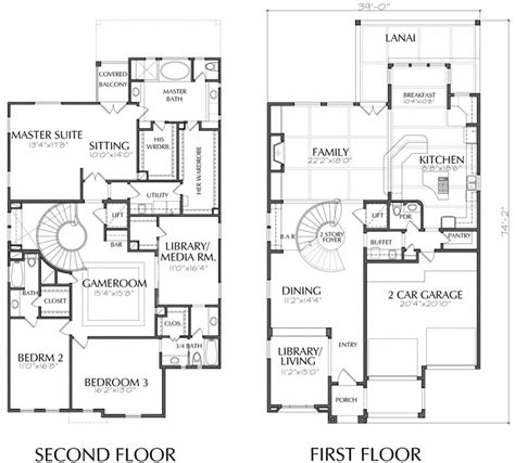 Two Story House Plans With Open Floor Plan For 2 Stor