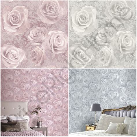 Arthouse Opera Reverie Rose Wallpaper Floral Damask Silver Grey