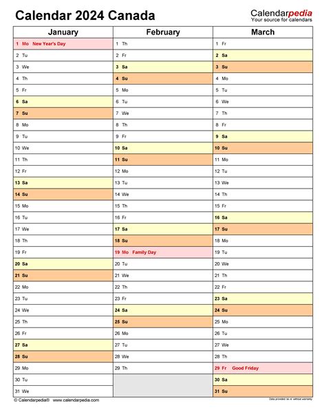 Canada Calendar 2024 Free Printable Excel Templates