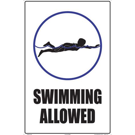 Sign Swimming Allowed 12 X 18