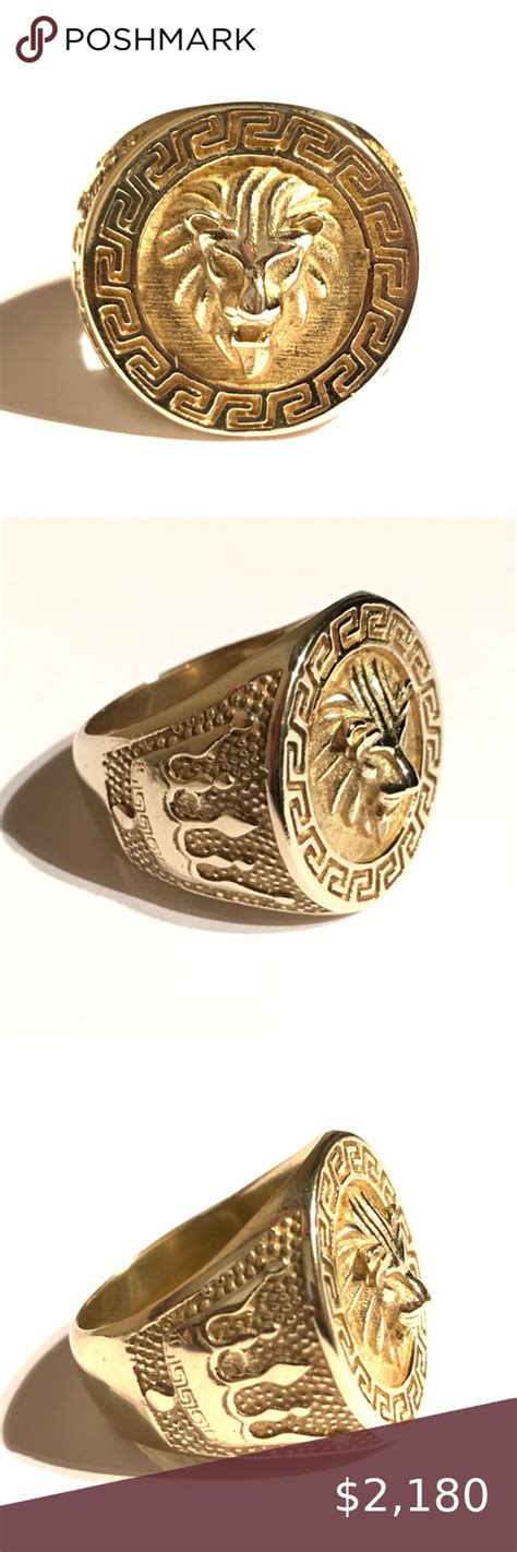 Rare 18k Yellow Gold Versace Lion King Ring Presenting All The Latest