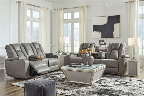 Mancin Gray Reclining Living Room Set Signature Design Furniture Cart