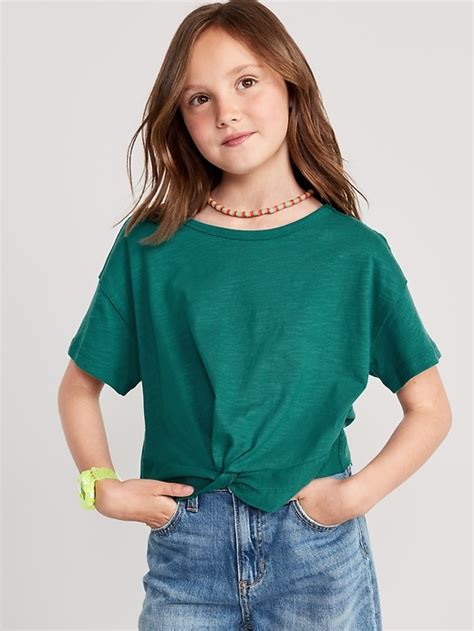 Short Sleeve Solid Twist Front T Shirt For Girls Old Navy