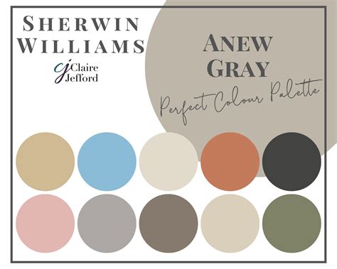 Anew Gray By Sherwin Williams Interior Paint Color Palette Etsy