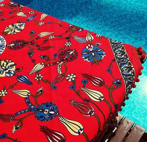 Find new traditional ottomans for your home at joss & main. 120x128cm Ottoman Red Floral Tile Patterned Colorful ...