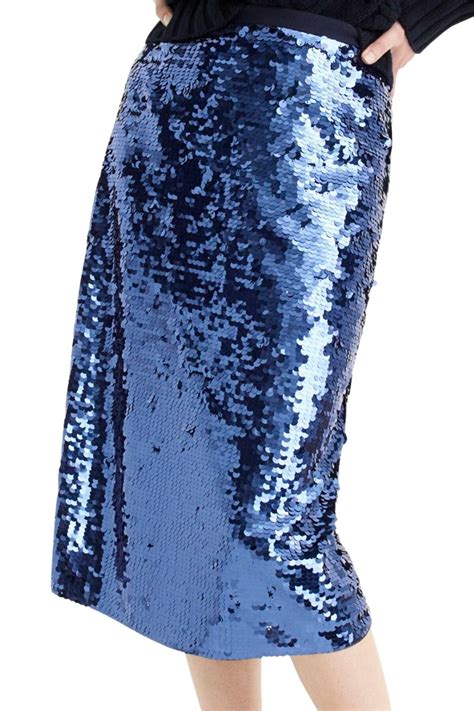 Jcrew Synthetic Sequin Midi Skirt With Tie In Navy Blue Lyst