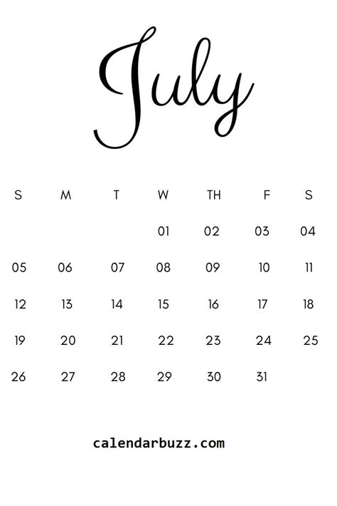 30 Printable July 2020 Calendars To Get For Free Onedesblog