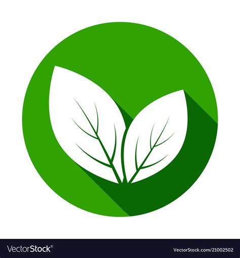 Leaves Icons Leaf Icon With Long Shadow On Green Vector Image