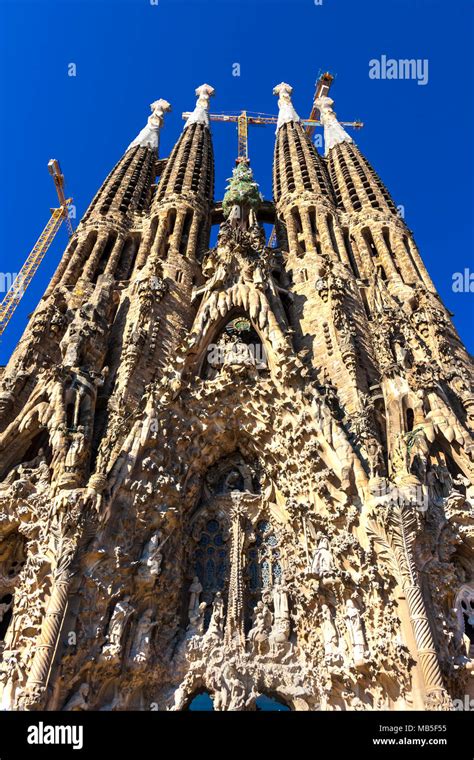 Exterior Of The Sagrada Familia Basilica By Antoni Gaudi In Barcelona