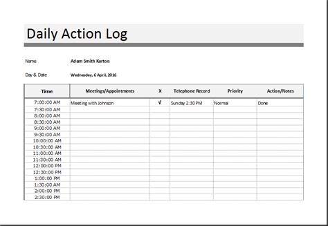 Sales Log Food Nutrition And Action Log Templates Word And Excel