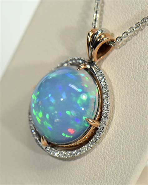 Custom Rose Gold Pendant With Impressive Round Opal Exquisite Jewelry