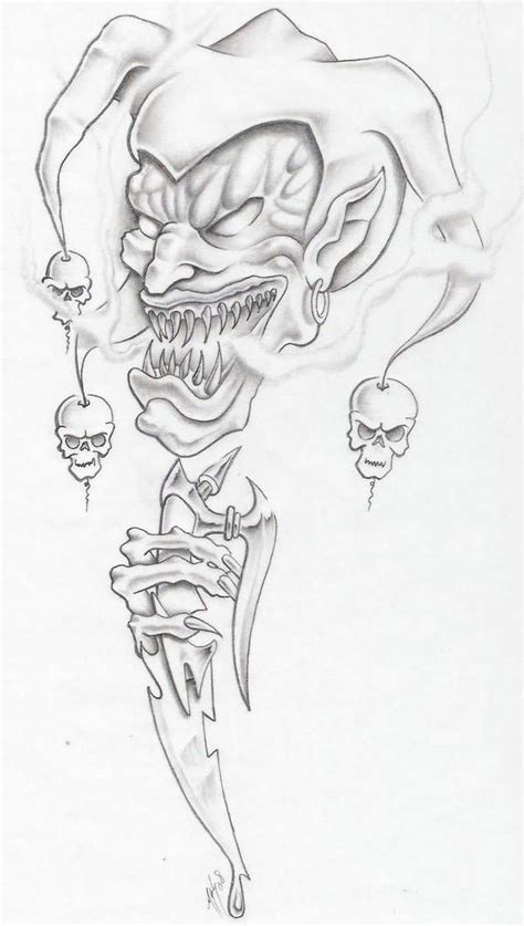 Evil Jester By Markfellows Skulls Drawing Skull Tattoo Design Joker