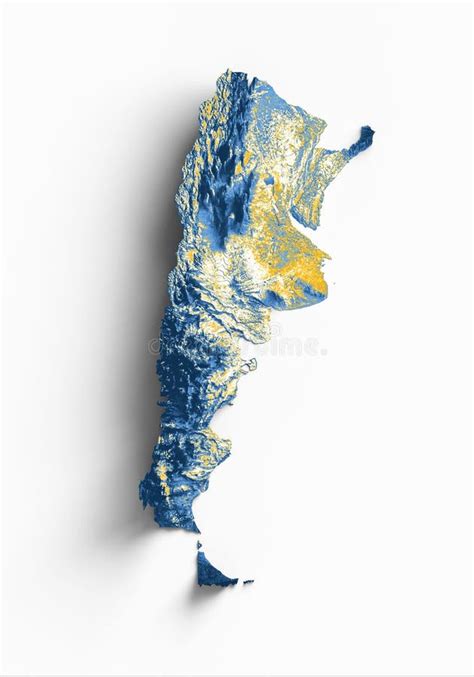 3d Rendering Of A Topography Map Of Argentina Isolated On A White