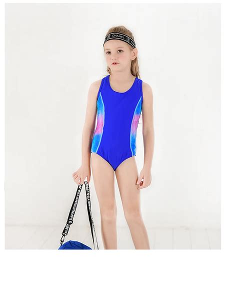 Детский купальник для девочек сдельный синий спортивный Детский