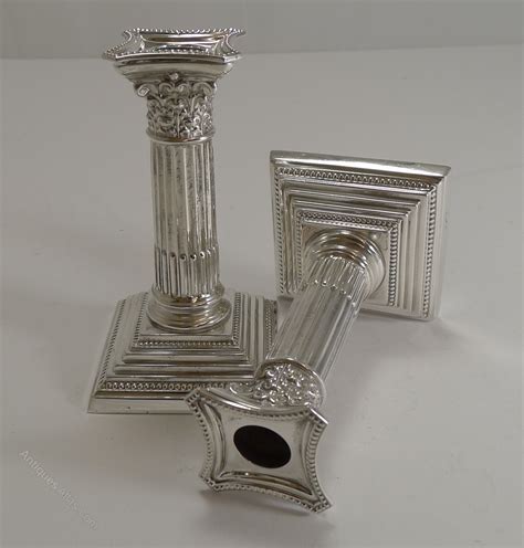Antiques Atlas Pair Small Silver Plate Candlesticks Edwardian