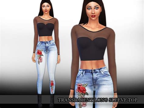 An Image Of A Woman In Tight Jeans With Roses On The Side And Black Top