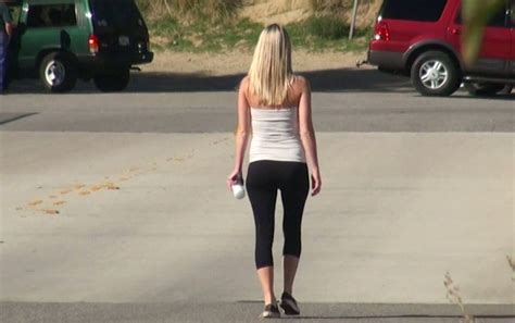 Sporty Blonde Babe In Black Yoga Pants Jogging On The Hill Mylust Com Video