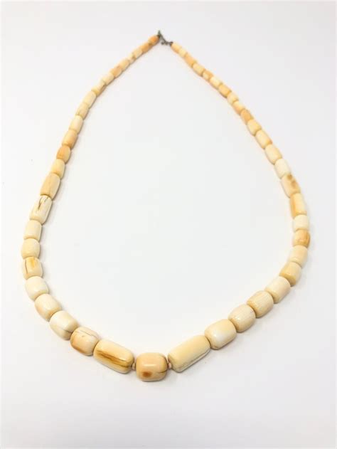 Lot Antique Ivory Bead Necklace