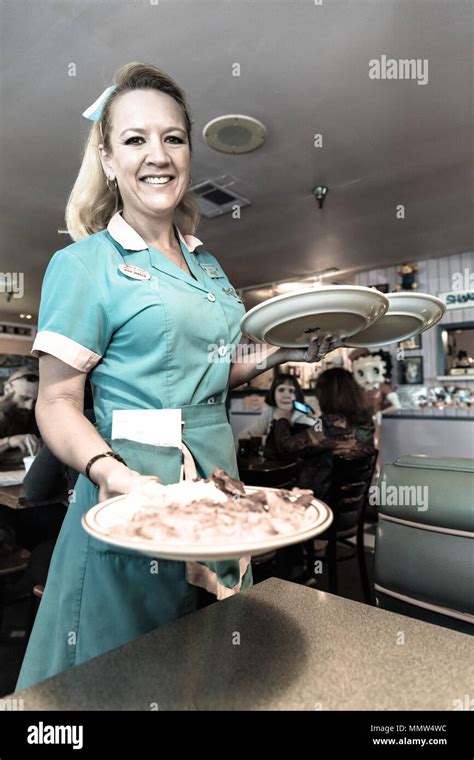 Waitress Delivers Breakfast At Peggy Sue S Americana Route Inspired