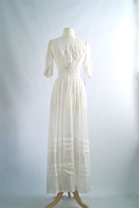 Vintage Edwardian Wedding Dress S Edwardian Era Cotton Wedding