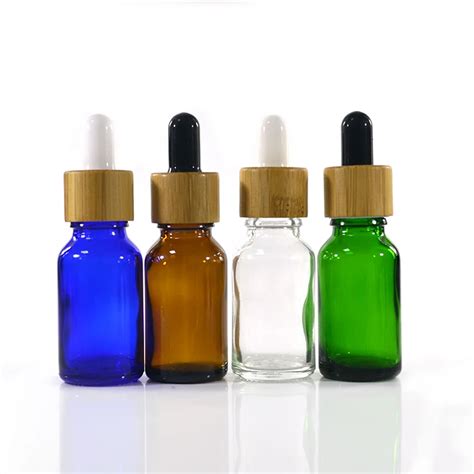 100pcswooden Bamboo Cap Clear 15ml Glass Dropper Bottle Essential Oil