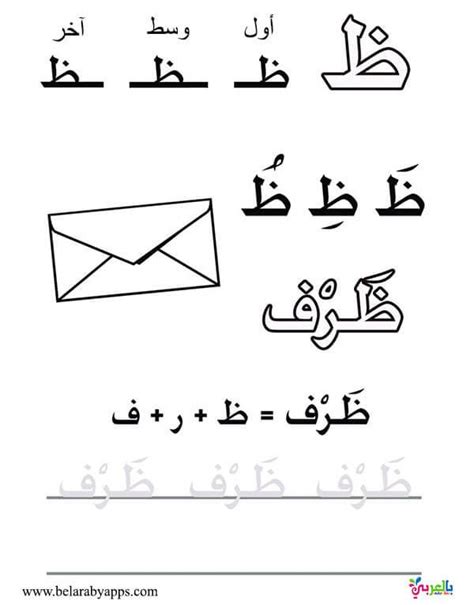 اوراق عمل كتابة الحروف الابجدية العربية بالتشكيل الحرف اول ووسط واخر