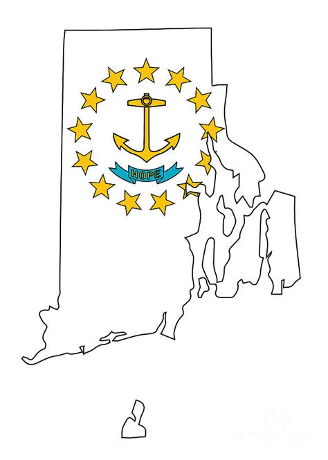 Rhode Island Outline Map And Flag Digital Art By Bigalbaloo Stock