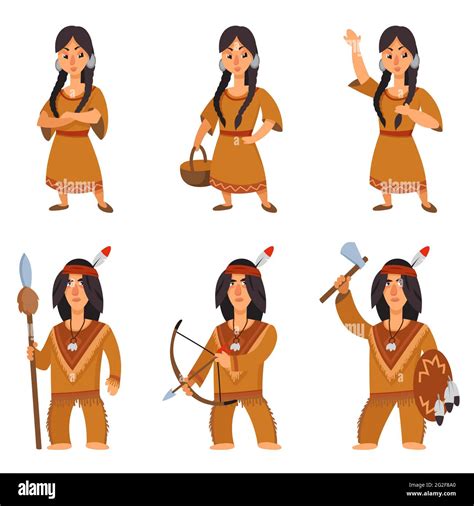 Native Americans In Traditional Clothing Cut Out Stock Images